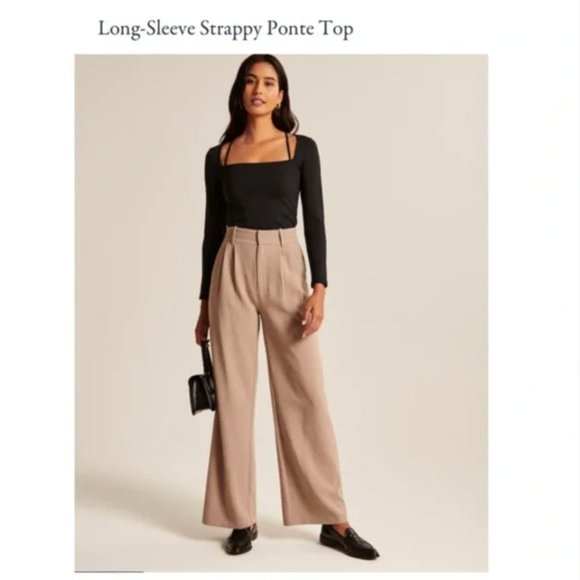 Abercrombie Strappy Ponte Top Black S - Picture 2 of 6